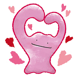 Ditto with Hearts — Funawari #22 Pokémon GO sticker
