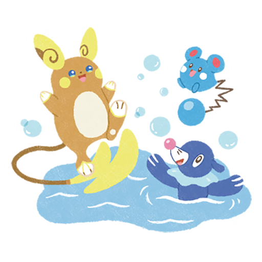 Raichu, Marill & Popplio — Summer #3 Pokémon GO sticker