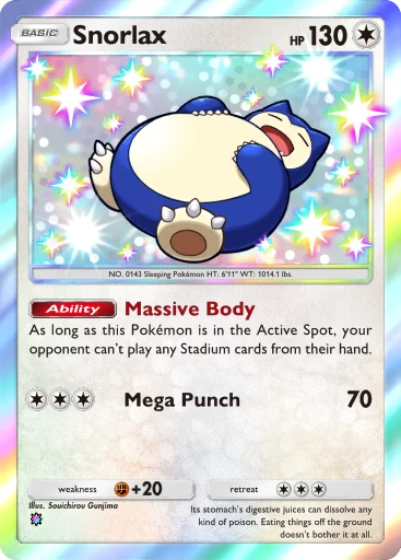 basic snorlax pokemon card Pokemon- SVP 051 - 151 Black Star Promo - English - Full Art Prevent all effects of attacks from your opponents Pokemon done to this Pokemon (Damage is not an effect) Snorlax | Lost Origin |