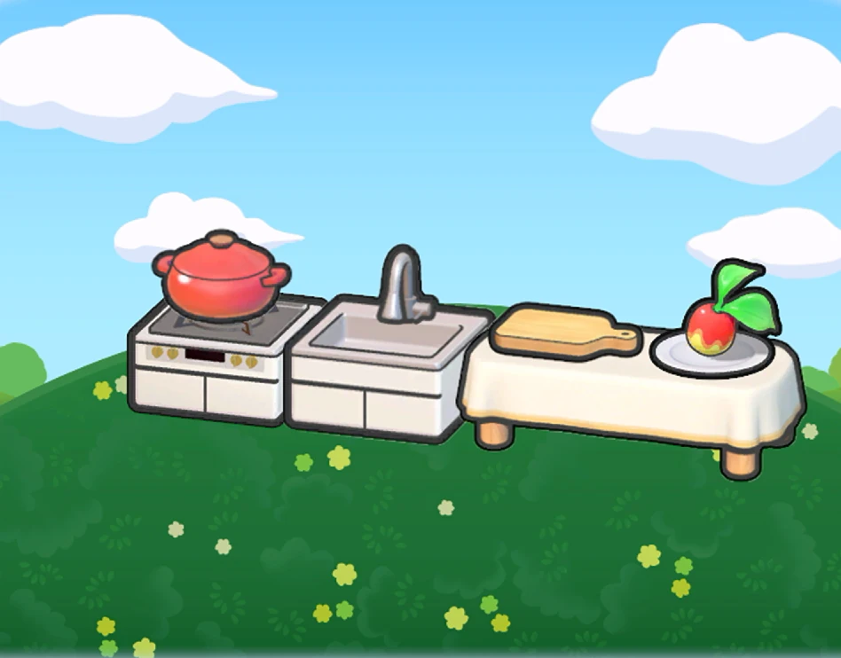 Chef's kitchen habitat in Pokémon Pokopia