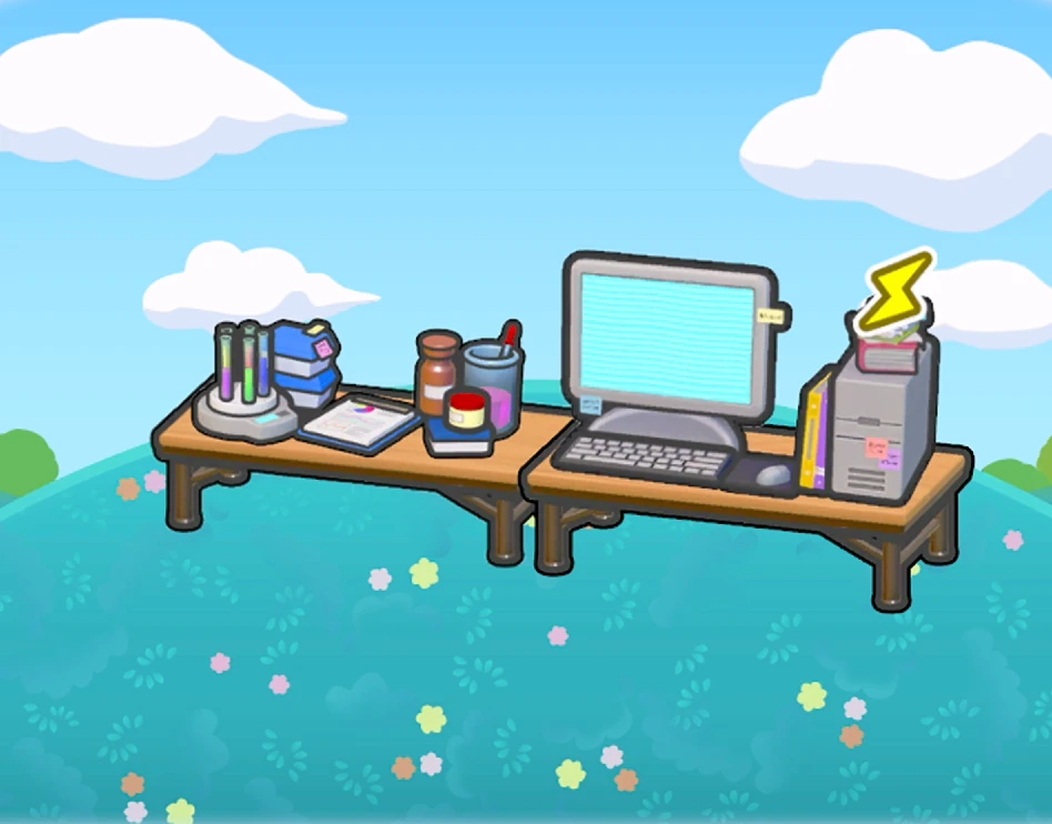 Researcher's desk habitat in Pokémon Pokopia